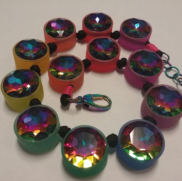 Crystal Necklace Rainbow Color Shifting Crystals Bright Statement Mixed Medium - Picture 3 of 5